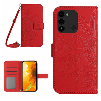 Skin Feel Sun Flower Pattern Flip Leather Phone Case with Lanyard, For Tecno Camon 18i, For Tecno Camon 19 Pro, For Tecno Pova 2, For Tecno Spark 8, For Tecno Spark Go 2022 / Spark 8C