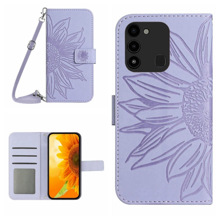 Skin Feel Sun Flower Pattern Flip Leather Phone Case with Lanyard, For Tecno Camon 18i, For Tecno Camon 19 Pro, For Tecno Pova 2, For Tecno Spark 8, For Tecno Spark Go 2022 / Spark 8C