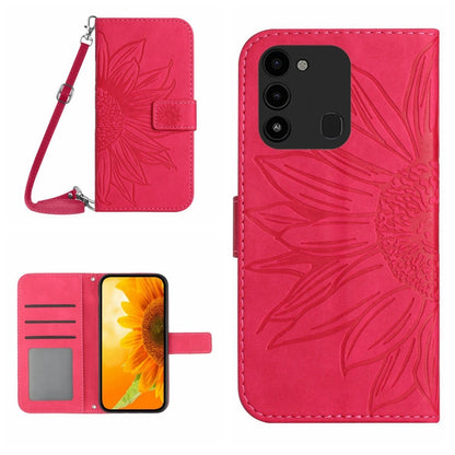 Skin Feel Sun Flower Pattern Flip Leather Phone Case with Lanyard, For Tecno Camon 18i, For Tecno Camon 19 Pro, For Tecno Pova 2, For Tecno Spark 8, For Tecno Spark Go 2022 / Spark 8C