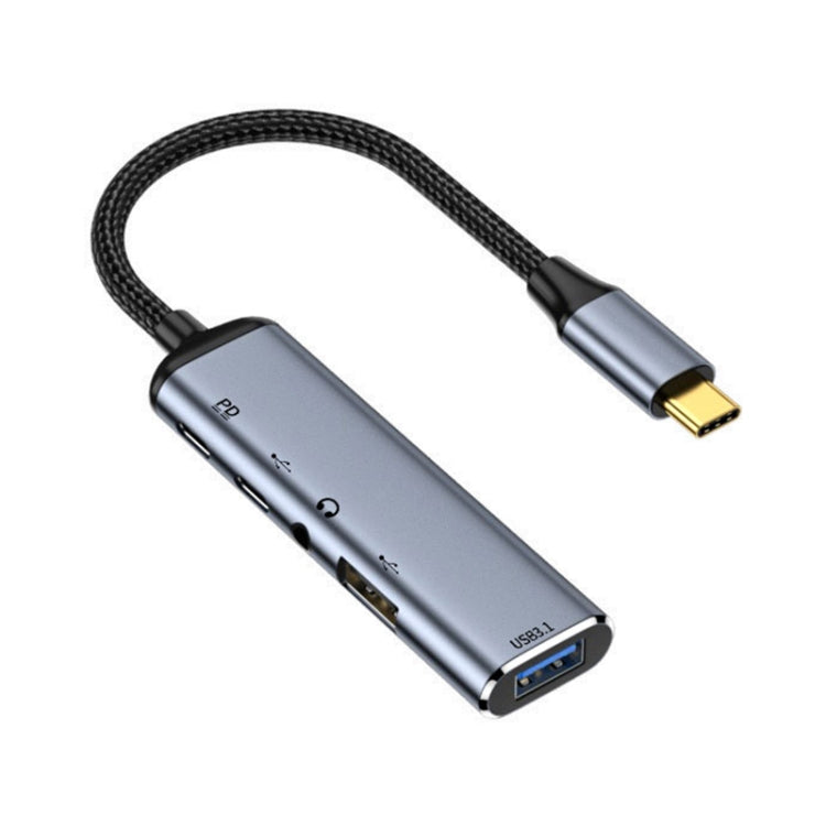 Y003 5 in 1 USB-C/Type-C to USB3.1+USB2.0+Dual USB-C/Type-C+3.5mm Audio Interface Multi-function Adapter, Y003
