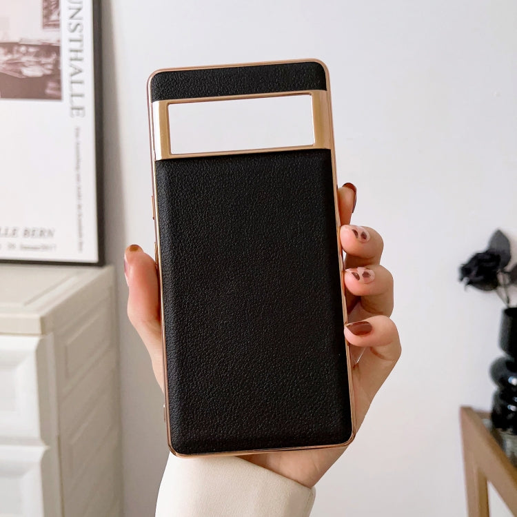 Waves Series Nano Electroplating Genuine Leather Phone Case, For Google Pixel 6, For Google Pixel 6 Pro, For Google Pixel 6a, For Google Pixel 7, For Google Pixel 7 Pro, For Huawei Enjoy 50 4G