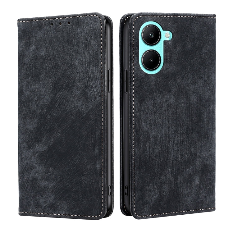 RFID Anti-theft Brush Magnetic Leather Phone Case, For OPPO A17, For Realme C33 4G, For vivo V25 5G/V25e 5G, For vivo Y16 4G/Y02s 4G, For Sharp Aquos sense7 Plus, For Xiaomi Civi 2 5G, For Xiaomi Poco M5 4G
