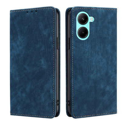 RFID Anti-theft Brush Magnetic Leather Phone Case, For OPPO A17, For Realme C33 4G, For vivo V25 5G/V25e 5G, For vivo Y16 4G/Y02s 4G, For Sharp Aquos sense7 Plus, For Xiaomi Civi 2 5G, For Xiaomi Poco M5 4G