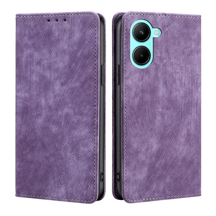 RFID Anti-theft Brush Magnetic Leather Phone Case, For OPPO A17, For Realme C33 4G, For vivo V25 5G/V25e 5G, For vivo Y16 4G/Y02s 4G, For Sharp Aquos sense7 Plus, For Xiaomi Civi 2 5G, For Xiaomi Poco M5 4G