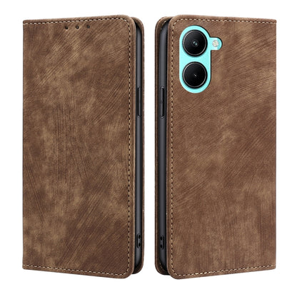 RFID Anti-theft Brush Magnetic Leather Phone Case, For OPPO A17, For Realme C33 4G, For vivo V25 5G/V25e 5G, For vivo Y16 4G/Y02s 4G, For Sharp Aquos sense7 Plus, For Xiaomi Civi 2 5G, For Xiaomi Poco M5 4G