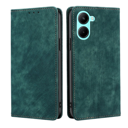RFID Anti-theft Brush Magnetic Leather Phone Case, For OPPO A17, For Realme C33 4G, For vivo V25 5G/V25e 5G, For vivo Y16 4G/Y02s 4G, For Sharp Aquos sense7 Plus, For Xiaomi Civi 2 5G, For Xiaomi Poco M5 4G