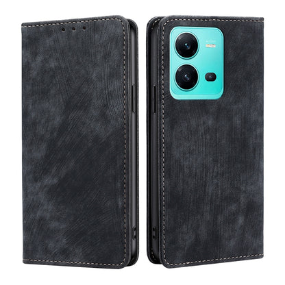 RFID Anti-theft Brush Magnetic Leather Phone Case, For OPPO A17, For Realme C33 4G, For vivo V25 5G/V25e 5G, For vivo Y16 4G/Y02s 4G, For Sharp Aquos sense7 Plus, For Xiaomi Civi 2 5G, For Xiaomi Poco M5 4G