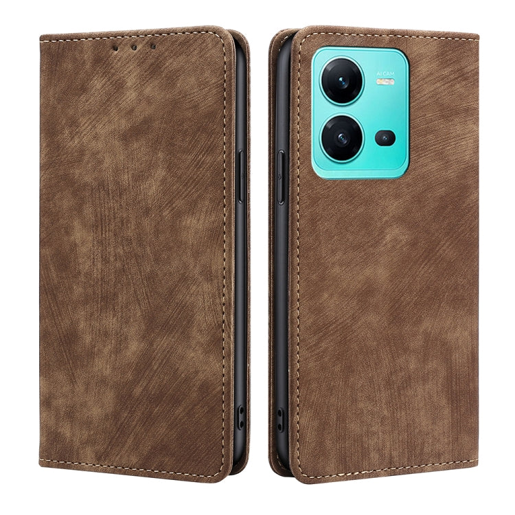 RFID Anti-theft Brush Magnetic Leather Phone Case, For OPPO A17, For Realme C33 4G, For vivo V25 5G/V25e 5G, For vivo Y16 4G/Y02s 4G, For Sharp Aquos sense7 Plus, For Xiaomi Civi 2 5G, For Xiaomi Poco M5 4G
