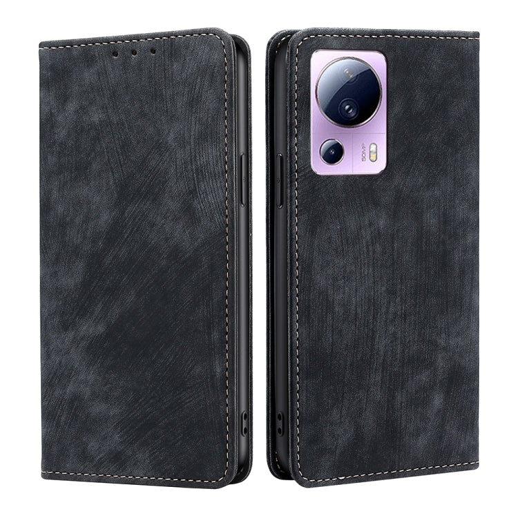 RFID Anti-theft Brush Magnetic Leather Phone Case, For OPPO A17, For Realme C33 4G, For vivo V25 5G/V25e 5G, For vivo Y16 4G/Y02s 4G, For Sharp Aquos sense7 Plus, For Xiaomi Civi 2 5G, For Xiaomi Poco M5 4G