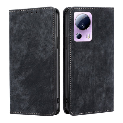 RFID Anti-theft Brush Magnetic Leather Phone Case, For OPPO A17, For Realme C33 4G, For vivo V25 5G/V25e 5G, For vivo Y16 4G/Y02s 4G, For Sharp Aquos sense7 Plus, For Xiaomi Civi 2 5G, For Xiaomi Poco M5 4G