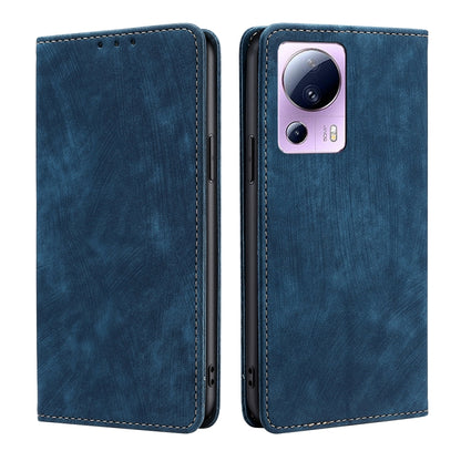 RFID Anti-theft Brush Magnetic Leather Phone Case, For OPPO A17, For Realme C33 4G, For vivo V25 5G/V25e 5G, For vivo Y16 4G/Y02s 4G, For Sharp Aquos sense7 Plus, For Xiaomi Civi 2 5G, For Xiaomi Poco M5 4G