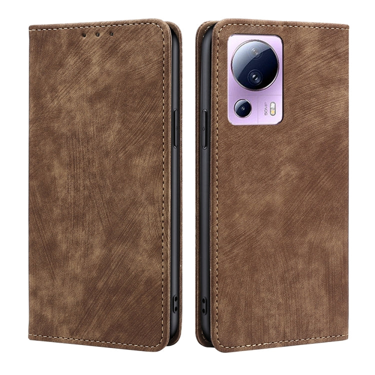 RFID Anti-theft Brush Magnetic Leather Phone Case, For OPPO A17, For Realme C33 4G, For vivo V25 5G/V25e 5G, For vivo Y16 4G/Y02s 4G, For Sharp Aquos sense7 Plus, For Xiaomi Civi 2 5G, For Xiaomi Poco M5 4G