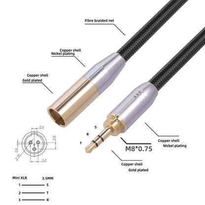 SB423M120-03 6.35mm + 3.5mm Male to Mini XLR 3pin Male Audio Cable, Length: 30cm, 6.35mm+3.5mm to Mini XLR