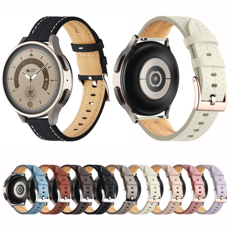 Unusual Fluted Leather Watch Band, 20mm, 22mm