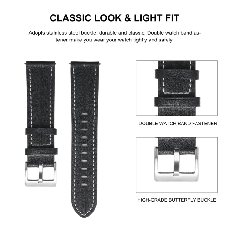 Unusual Fluted Leather Watch Band, 20mm, 22mm