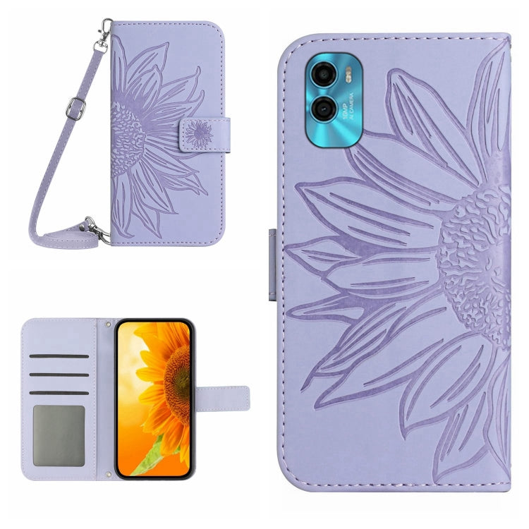 Skin Feel Sun Flower Pattern Flip Leather Phone Case with Lanyard, For Motorola Moto E22s, For Realme 9i 5G, For Realme 10 Pro+