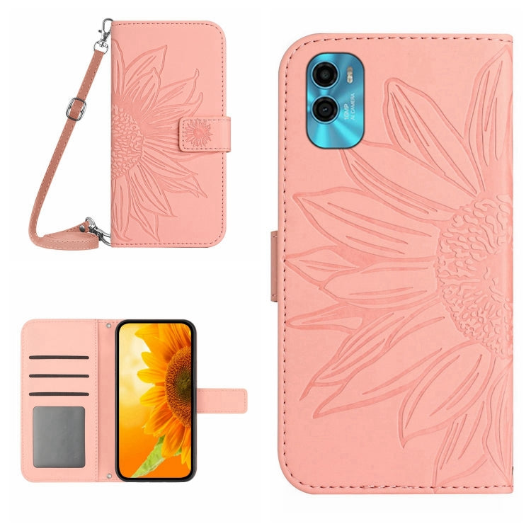 Skin Feel Sun Flower Pattern Flip Leather Phone Case with Lanyard, For Motorola Moto E22s, For Realme 9i 5G, For Realme 10 Pro+