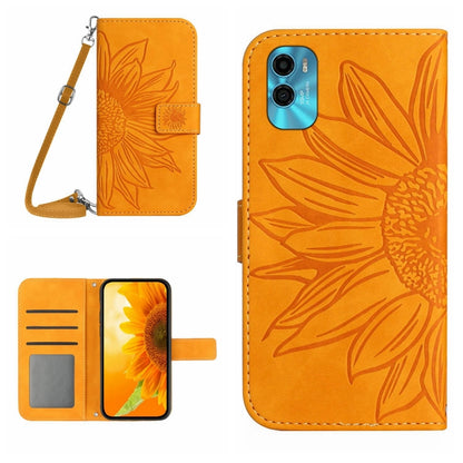 Skin Feel Sun Flower Pattern Flip Leather Phone Case with Lanyard, For Motorola Moto E22s, For Realme 9i 5G, For Realme 10 Pro+