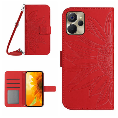 Skin Feel Sun Flower Pattern Flip Leather Phone Case with Lanyard, For Motorola Moto E22s, For Realme 9i 5G, For Realme 10 Pro+