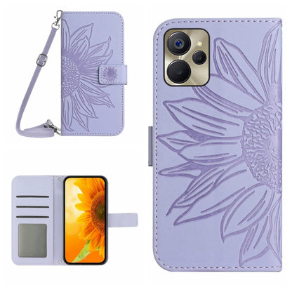 Skin Feel Sun Flower Pattern Flip Leather Phone Case with Lanyard, For Motorola Moto E22s, For Realme 9i 5G, For Realme 10 Pro+