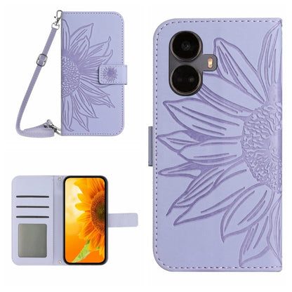 Skin Feel Sun Flower Pattern Flip Leather Phone Case with Lanyard, For Motorola Moto E22s, For Realme 9i 5G, For Realme 10 Pro+