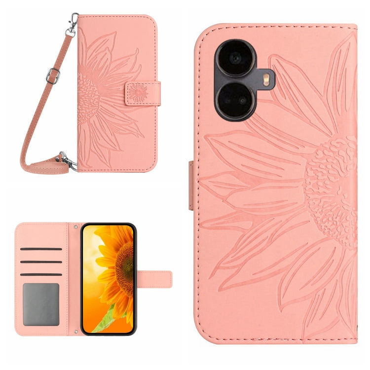 Skin Feel Sun Flower Pattern Flip Leather Phone Case with Lanyard, For Motorola Moto E22s, For Realme 9i 5G, For Realme 10 Pro+
