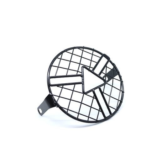 Cache de phare de moto, grille de protection en forme de flèche, couvercle de lampe rétro rond, grille de protection en forme de flèche