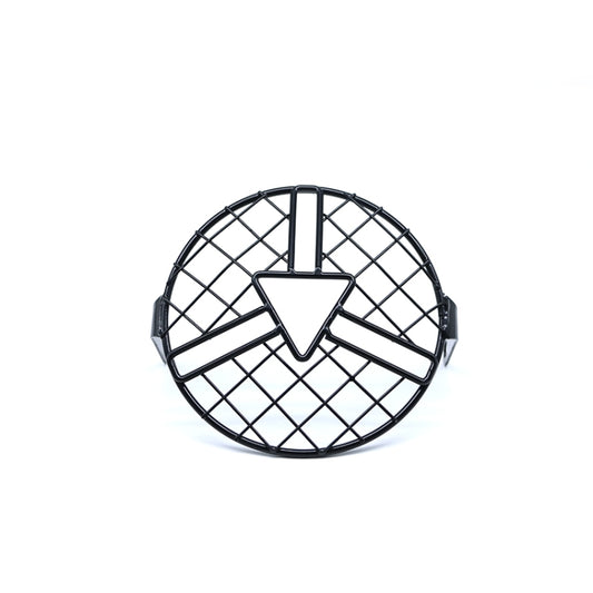 Cache de phare de moto, grille de protection en forme de flèche, couvercle de lampe rétro rond, grille de protection en forme de flèche