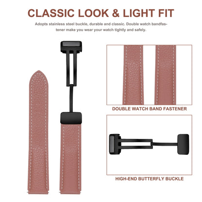 Folding Buckle Genuine Leather Watch Band, 20mm, 22mm