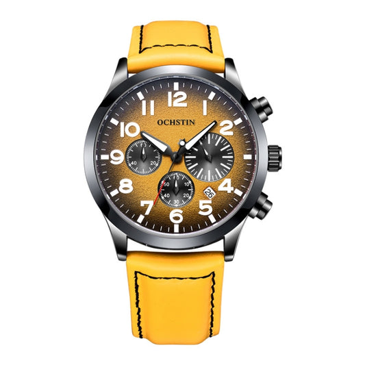 Ochstin 6042C Montre Homme à Quartz Lumineuse Étanche en Cuir Tendance