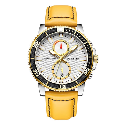 Montre Homme Multifonctionnelle à Quartz Lumineuse en Cuir Véritable Ochstin 6045A