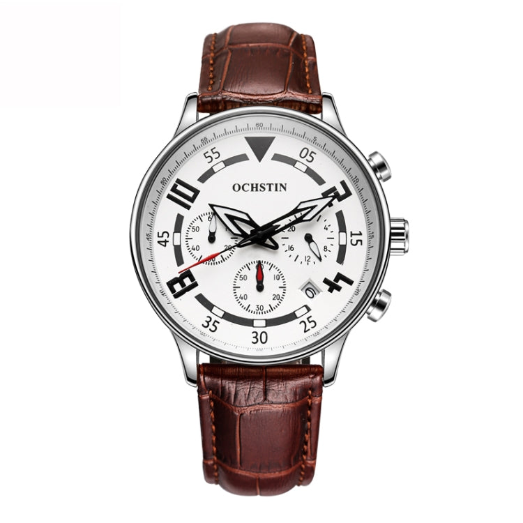 Montre en cuir multifonctionnelle à quartz pour homme, Ochstin 6050B