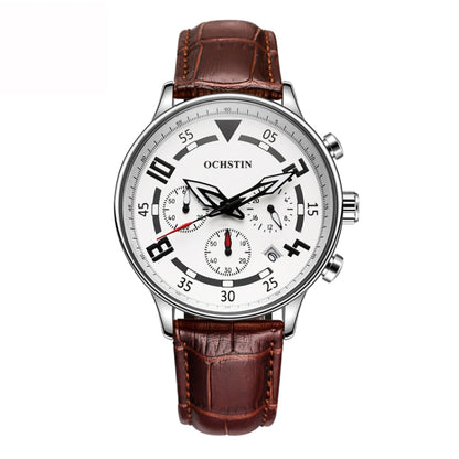 Montre en cuir multifonctionnelle à quartz pour homme, Ochstin 6050B