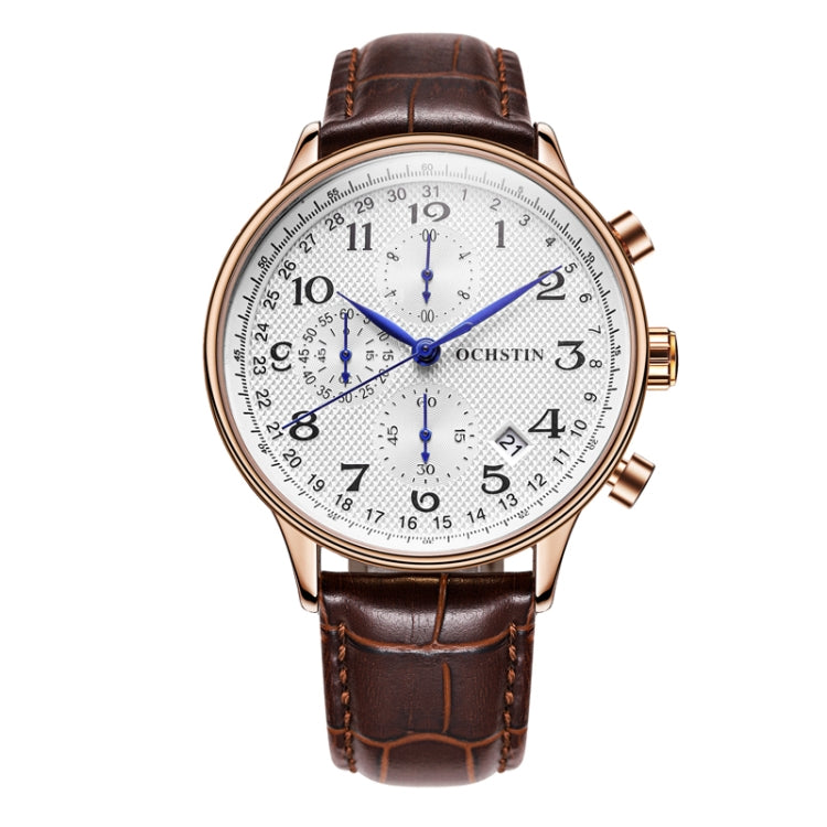 Montre homme multifonction à quartz en cuir, Ochstin 6050C