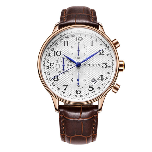 Montre homme multifonction à quartz en cuir, Ochstin 6050C