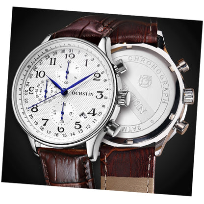 Montre homme multifonction à quartz en cuir, Ochstin 6050C