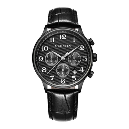 Montre multifonction à quartz en cuir pour homme, Ochstin 6050E