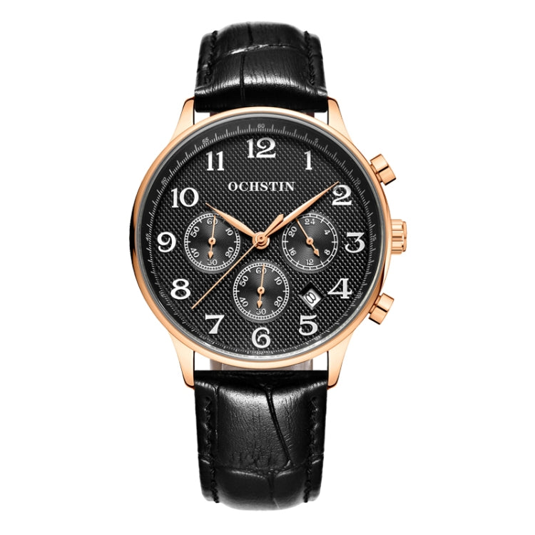 Montre multifonction à quartz en cuir pour homme, Ochstin 6050E