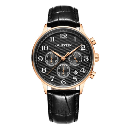 Montre multifonction à quartz en cuir pour homme, Ochstin 6050E