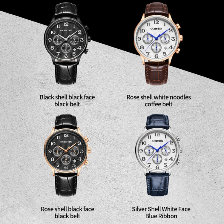 Montre multifonction à quartz en cuir pour homme, Ochstin 6050E