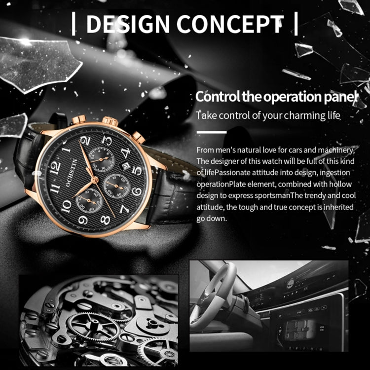 Montre multifonction à quartz en cuir pour homme, Ochstin 6050E