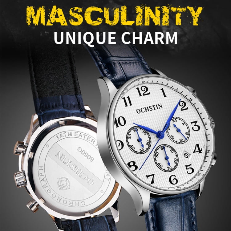 Montre multifonction à quartz en cuir pour homme, Ochstin 6050E