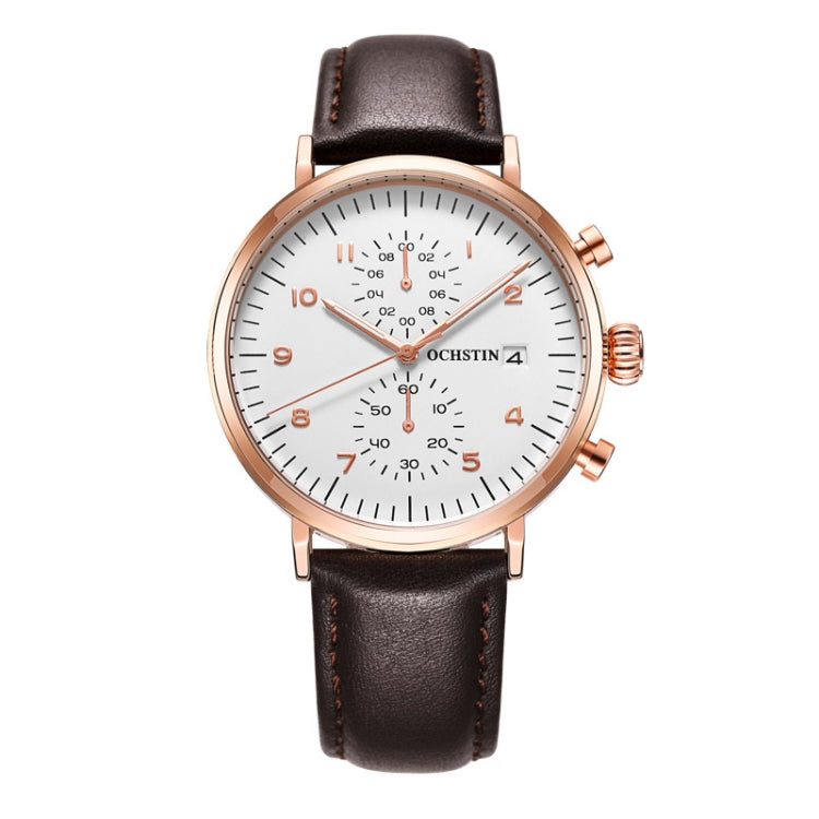 Montre Homme Multifonction Quartz Étanché Cuir, OCHSTIN 6076C