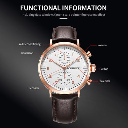 Montre Homme Multifonction Quartz Étanché Cuir, OCHSTIN 6076C