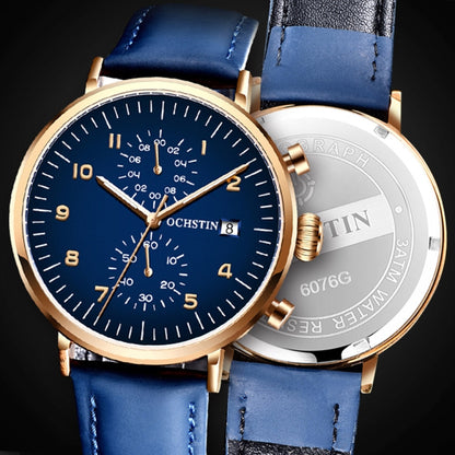 Montre Homme Multifonction Quartz Étanché Cuir, OCHSTIN 6076C