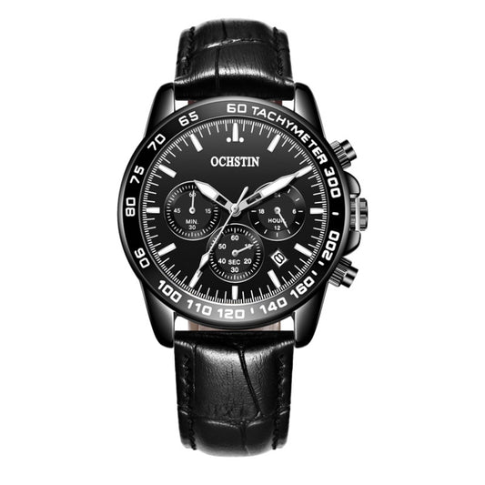 Montre homme multifonctionnelle à quartz étanche avec bracelet en cuir, OCHSTIN 6117C