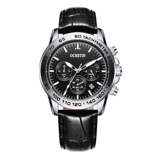 Montre homme multifonctionnelle à quartz étanche avec bracelet en cuir, OCHSTIN 6117C