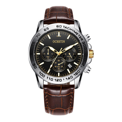 Montre multifonction étanche à quartz en cuir pour homme, OCHSTIN 6117C