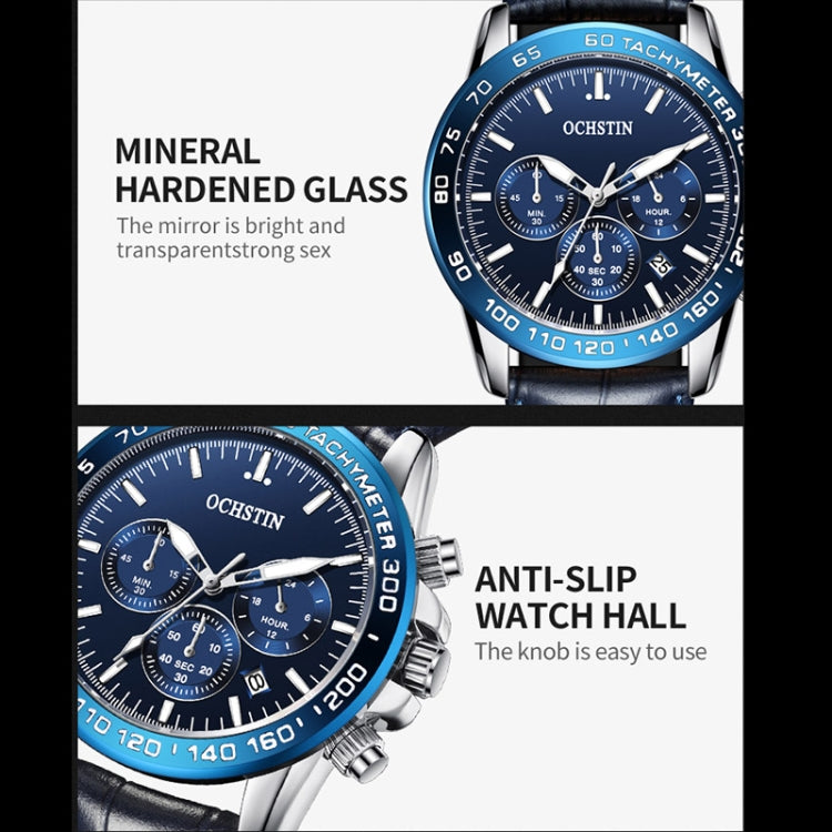 Montre multifonction étanche à quartz en cuir pour homme, OCHSTIN 6117C