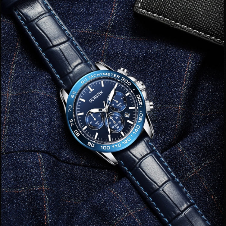 Montre multifonction étanche à quartz en cuir pour homme, OCHSTIN 6117C